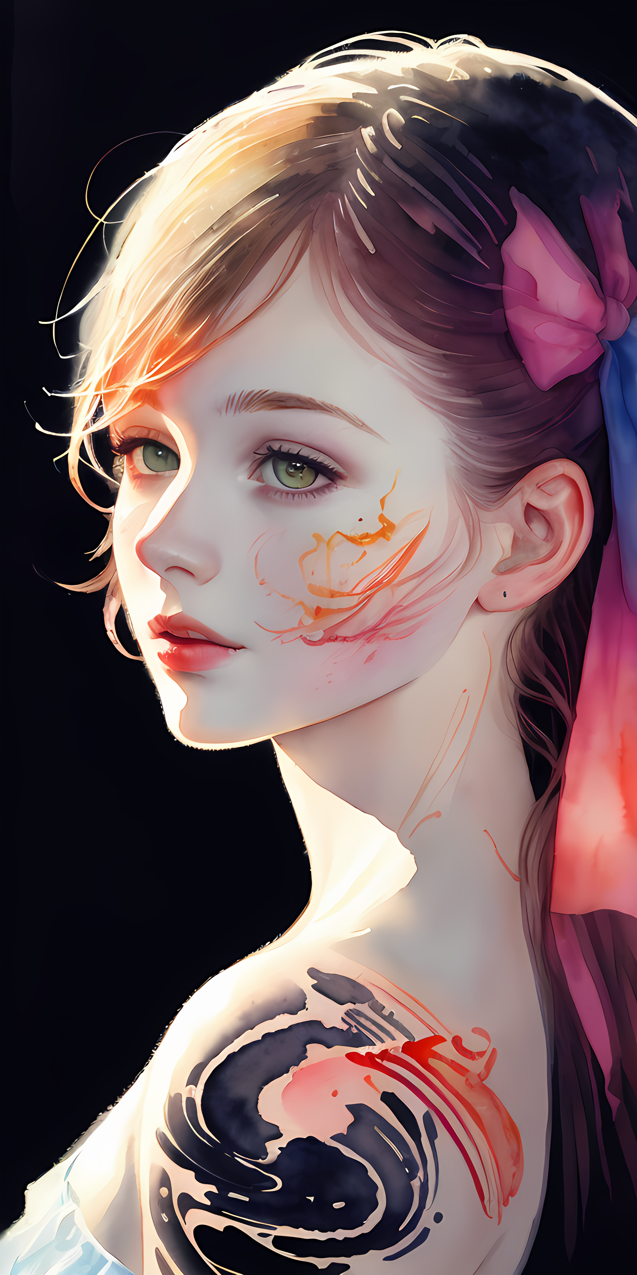 _8k__best_quality__masterpiece_1_2___best_quality_1_0____ultra_highres_1_0___watercolor__a_beautiful_woman__shoulder__hair_ribbons__by_agnes_cecile__half_body_portrait__extremely_lumino_1024989392.png
