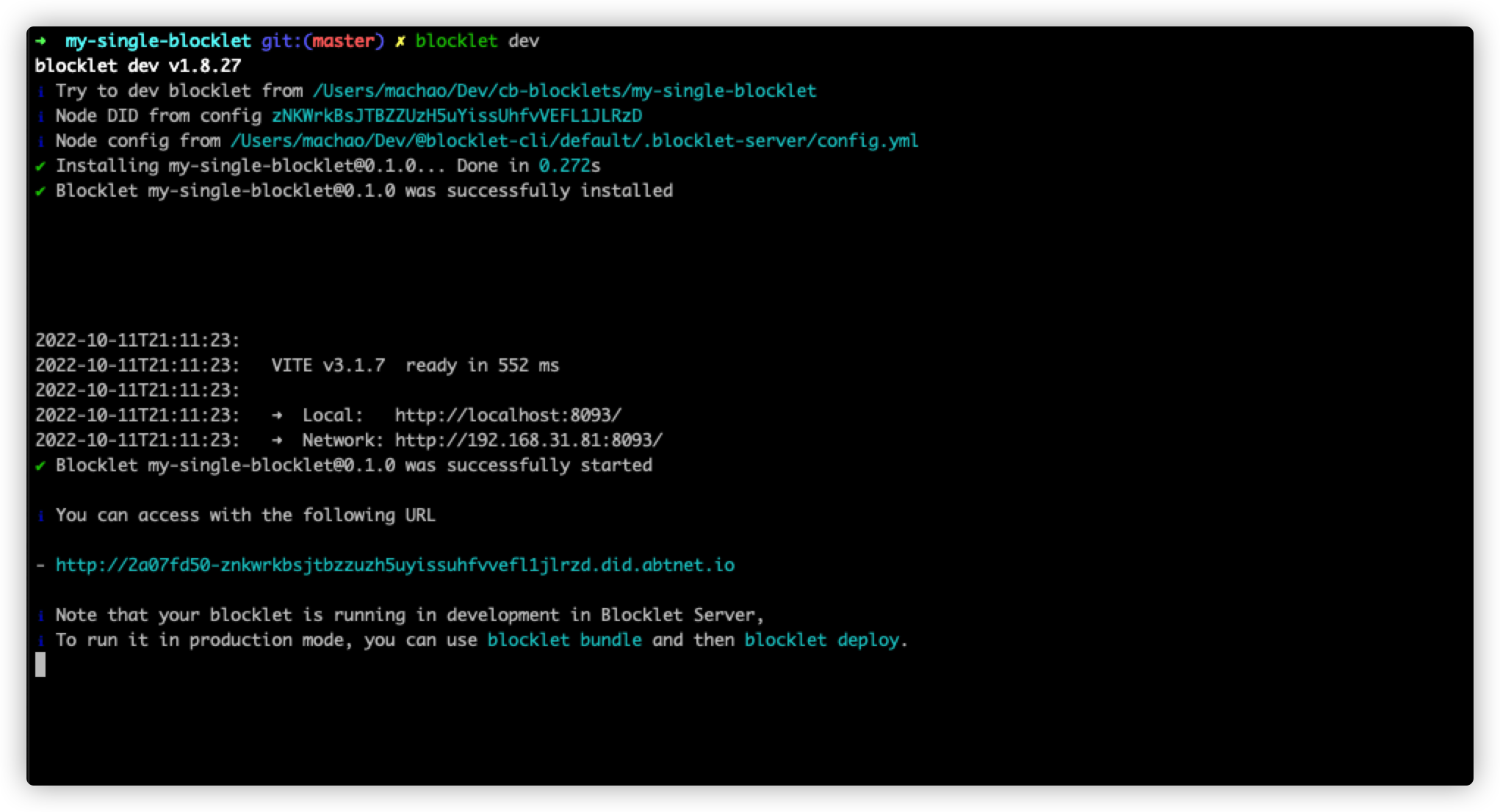start-blocklet