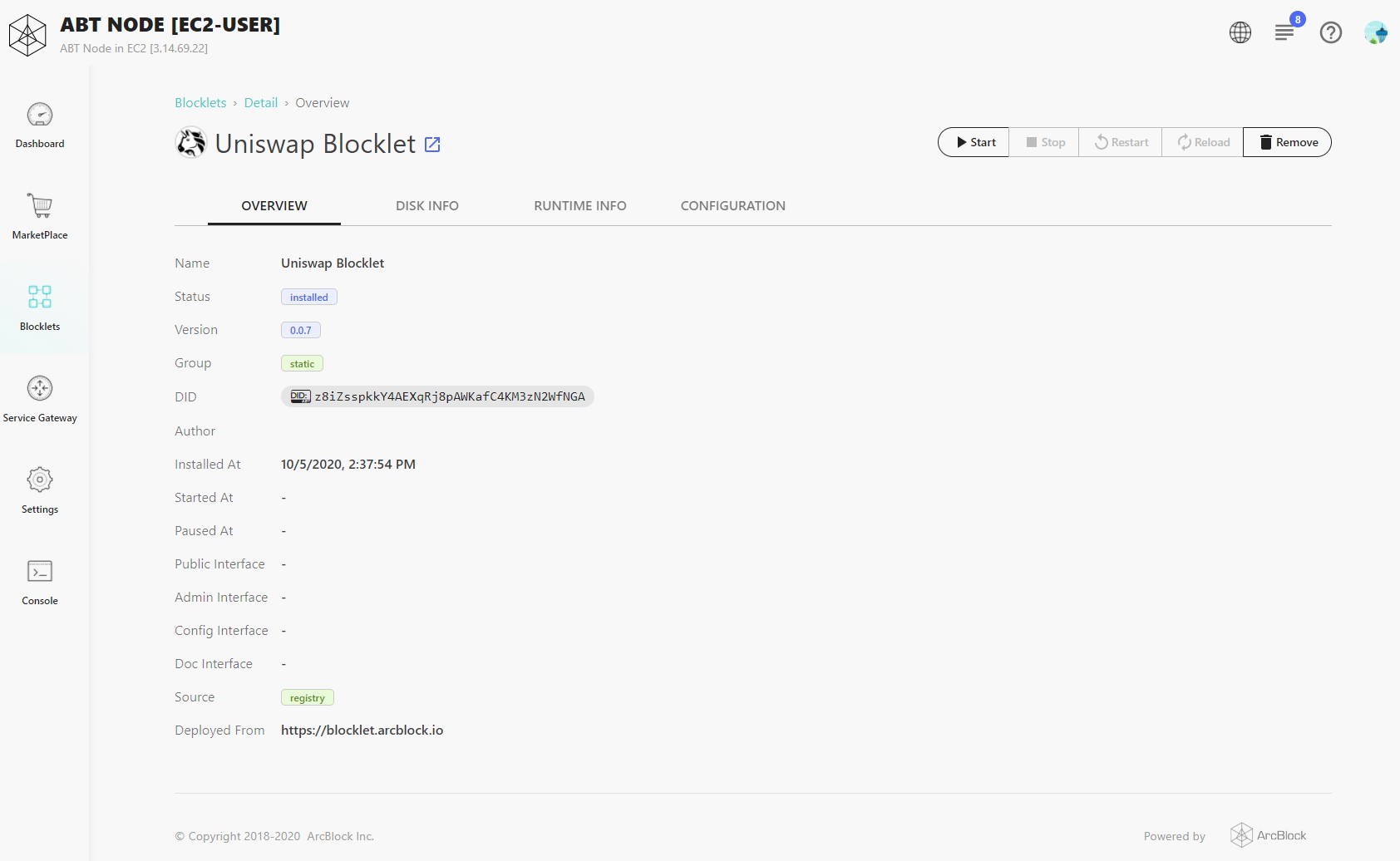 Run a private Uniswap node on ArcBlock's ABT Node